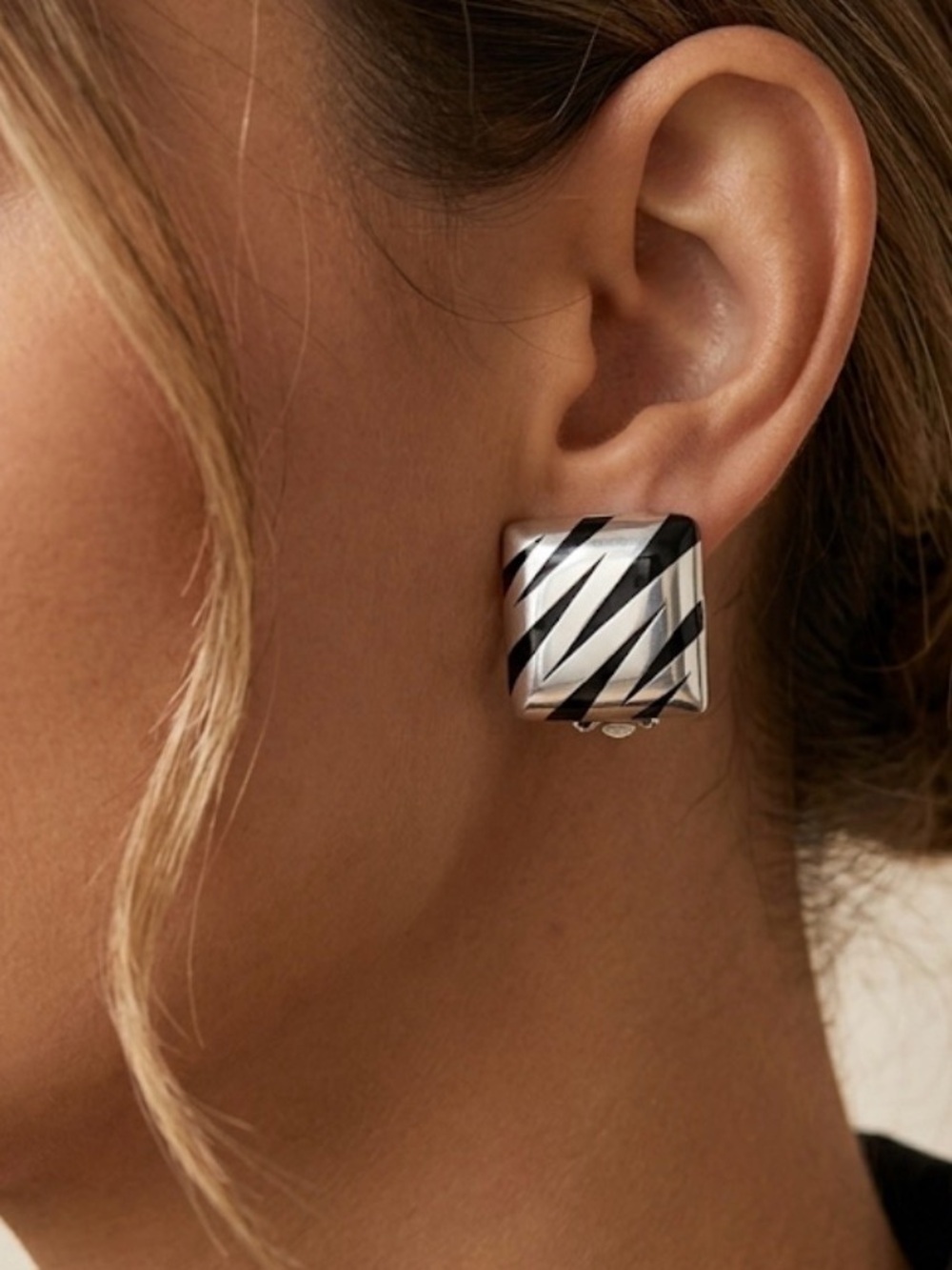Vintage Taxco 27g Sterling Silver Clip Earrings 925 Modernist Signed